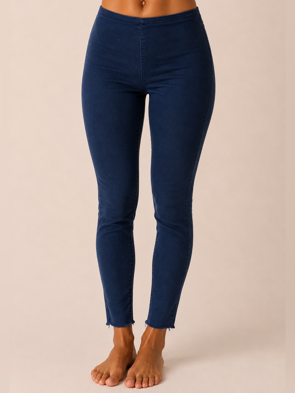 Free People Skinny Jeans High Waist Jeggings Denim Frayed Hem Pull On Stretch 28